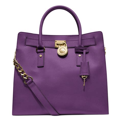 michael kors hamilton large tote purple|Michael Kors saffiano large tote.